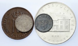 Norway 4-Coin Set // 1894 &amp; 1942 10 Ore // 1912 5 Ore // 1964 10 Kroner - £55.32 GBP