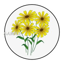 30 Yellow Flowers Bouquet Envelope Seals Labels Stickers 1.5&quot; Round Pretty Gift - £6.01 GBP
