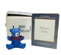 Franklin Mint Teddy Bear figurine americana collection box coa nib Bandana denim - £31.25 GBP