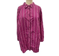 Roamans Blouse Shirt Stripe Purple Pink Long Sleeve Button Front Plus Si... - $19.13