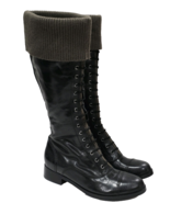 Cole Haan KNIT BLACK LEATHER Boot Knee High Gray Pull Whitley Air Zip 6.... - $112.68 CAD