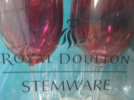 Royal Doulton Red Ruby 4 Crystal Glasses Steamware Nib 9&quot; Slovakia Orig - £58.38 GBP