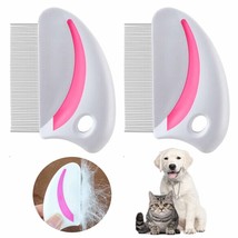 2 Pc Stainless Steel Comb Dog Cat Pet Flea Metal Brush Shedding Detangling Tool - £17.63 GBP