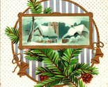 Vtg Postcard 1910s Best Wishes Christmas Cabin Pine International Art Em... - $6.88