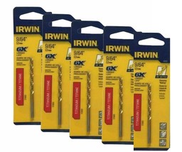 Irwin Titanium Nitride Drill Bit Drilling Wood Metal PVC 9/64 Inch  Pack of 5 - £19.75 GBP