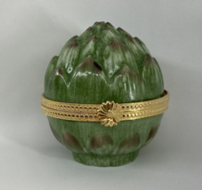 Vintage Takahashi Artichoke Hinged Porcelain Trinket Jewelry Box - £168.78 GBP