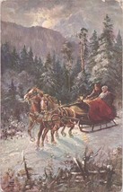 ZAYIX Horse-drawn Sleigh Christmas c1910 artist signed - German School Assoc - £39.19 GBP