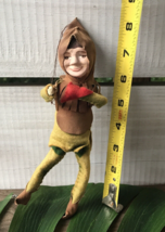 Vtg 8 1/2” Felt Wired Gnome Elf Dwarf Figure Ornament Brown Eyes Composite Head - £23.11 GBP
