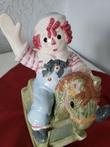 Porcelain Glazed ceramic Bank Raggedy Andy on a Rocking Horse - $27.02