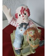 Porcelain Glazed ceramic Bank Raggedy Andy on a Rocking Horse - £21.26 GBP