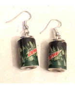 Mountain Dew Soda Pop Can Dangle Pierced EARRINGS on Silver tone French ... - $300.44 MXN