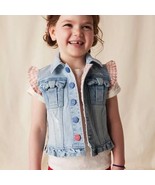 Matilda Jane Enchanted Garden Girls Denim Vest Ruffle Sleeves Distressed... - $45.93 CAD