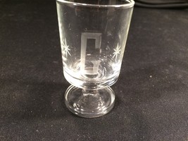 Vintage Monogrammed G With Stars Etched Shot Glass Collectible 2-3/4&quot; Fo... - £10.14 GBP