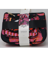 Diane Von Furstenberg 3 Travel Pouch Bag 3 Size Set Pink &amp; Black Geo &amp; F... - $19.75