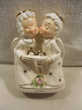 Vtg Napco Japan Ceramic June Birthday Kissing Angel Boy Girl Figurine 2001 - £38.11 GBP