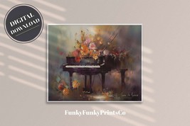 PRINTABLE wall art, Floral Piano Watercolor, Landscape | Digital Download - £2.78 GBP