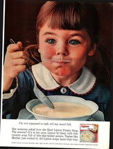 Vintage 1963 Lipton Potato Soup Cute Little Girl Ephemera Print Ad  bL - £19.27 GBP