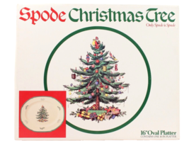 Spode Christmas Tree 16 Inch Oval Platter with Box Made in England S3342-U - $41.99