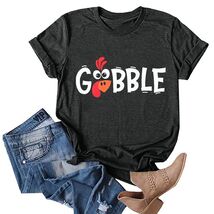 Thanksgiving Shirt Women M Gobble Gobble Pumpkin Turkey Graphic Tee - $104.60 MXN