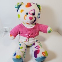 BUILD A BEAR White Bear Colorful Hearts Rainbow Pink Sweater Blue Feet B... - £11.18 GBP