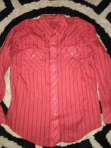 Vtg Champion Westerns Red Western Shirt, White Pearl Snaps, Size 17-34 Korea - £12.13 GBP