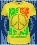 Peace Womens T Shirt UV-active Blacklight Hippie Symbol Psychedelic Fest... - $25.29