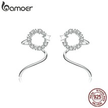 bamoer Twine Hoop Earrings for Women Solid Silver 925 Star Round Tiny Ear Hoops  - £16.06 GBP