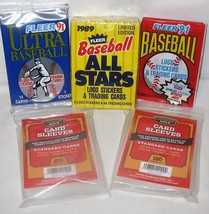 1989 Fleer Baseball Allstars Card Set + 200 Penny Sleeves &amp; 2 Sealed 1991 Packs - £14.11 GBP