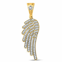 10kt Yellow Gold Mens Round Diamond Angel Wing Charm Pendant 1/2 Cttw - £462.11 GBP