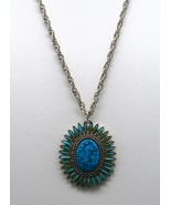 Vtg South Western Style Faux Turquoise Cabochon Silver Tone Chain Necklace - €17,17 EUR Vtg South Western Style Faux Turquoise Cabochon Silver Tone Chain Necklace - €17,17 EUR