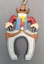 Southwestern Christmas Ornament Quick Draw Cowboy with Bowlegged Horseshoe Legs - £11.10 GBP