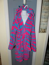 Justice Pink/Blue Zebra Stripe Robe With Ears Size 12/14 Girl&#39;s EUC - $20.44
