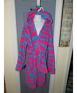Justice Pink/Blue Zebra Stripe Robe With Ears Size 12/14 Girl&#39;s EUC - £16.29 GBP