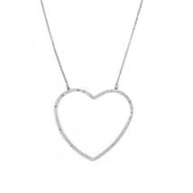 Open Heart Pendant Necklace Silver Alloy - £10.36 GBP