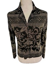 Women’s Ronnie Nicole Petite  By Ouida Black Gray Button Down  Top Sweat... - $13.92 CAD
