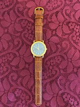 Vintage Times Square Watch Womens Gold Black Stainless Water Resistant Q... - $5.78