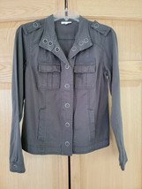 Maurices Snap Front Short Jacket, Large Collar, 100% Cotton, Gray, Medium - $29.84 CAD