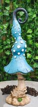 Enchanted Fairy Garden Blue Spotted Crooked Toadstool Mushroom Figurine ... - $39.99