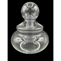 Vintage Clear Blown Glass Apothecary Jar Bubble Lid 6.5&quot; tall - £15.59 GBP