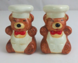 Set Of 2 Cute Chef Teddy Bears Wearing Aprons &amp; Chef Hats Salt &amp; Pepper ... - £9.32 GBP