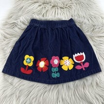 Hanna Andersson Girls Folklore Flower Appliqué Skirt Size 110/4 Navy Corduroy - £18.53 GBP