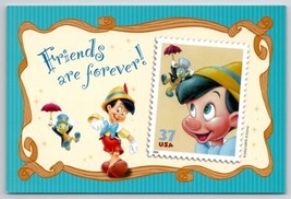 Disney Pinocchio &amp; Jiminy Cricket Friends Are Forever 4x6 USPS 2003 Postcard F38 - $9.95