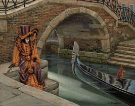 FRAMED CANVAS PRINT wall art giclee venice carnival masquerade - £29.60 GBP+