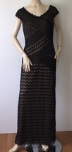 Tadashi Shoji Black Lace Overlay w/Nude Lining Gown (Size 12) - £118.47 GBP