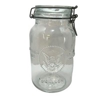 Vintage 1/2 Gallon Glass Jar Crownford China Co Eagle Emblem Made in Italy 1965 - $18.66