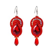 Ethnic boho Soutache Hook Dangle earrings Handemade weaving crystal Decor women&#39; - £10.36 GBP