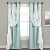 Lush Décor Sheer Panels with Blackout Lining Blue 38"W x84"L - £37.87 GBP