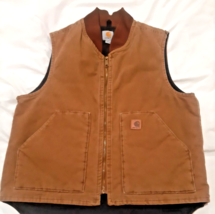 Carhartt Men&#39;s Arctic Quilt Lined Duck Tan/Brown Vest Size Large - $46.42