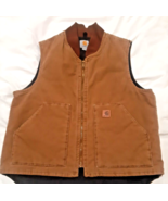 Carhartt Men&#39;s Arctic Quilt Lined Duck Tan/Brown Vest Size Large - £104.49 GBP