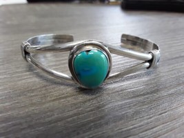 925 Sterling Silver Navajo Turquoise Cuff Bracelet 6&quot; Free Shipping E Martinez - £48.10 GBP